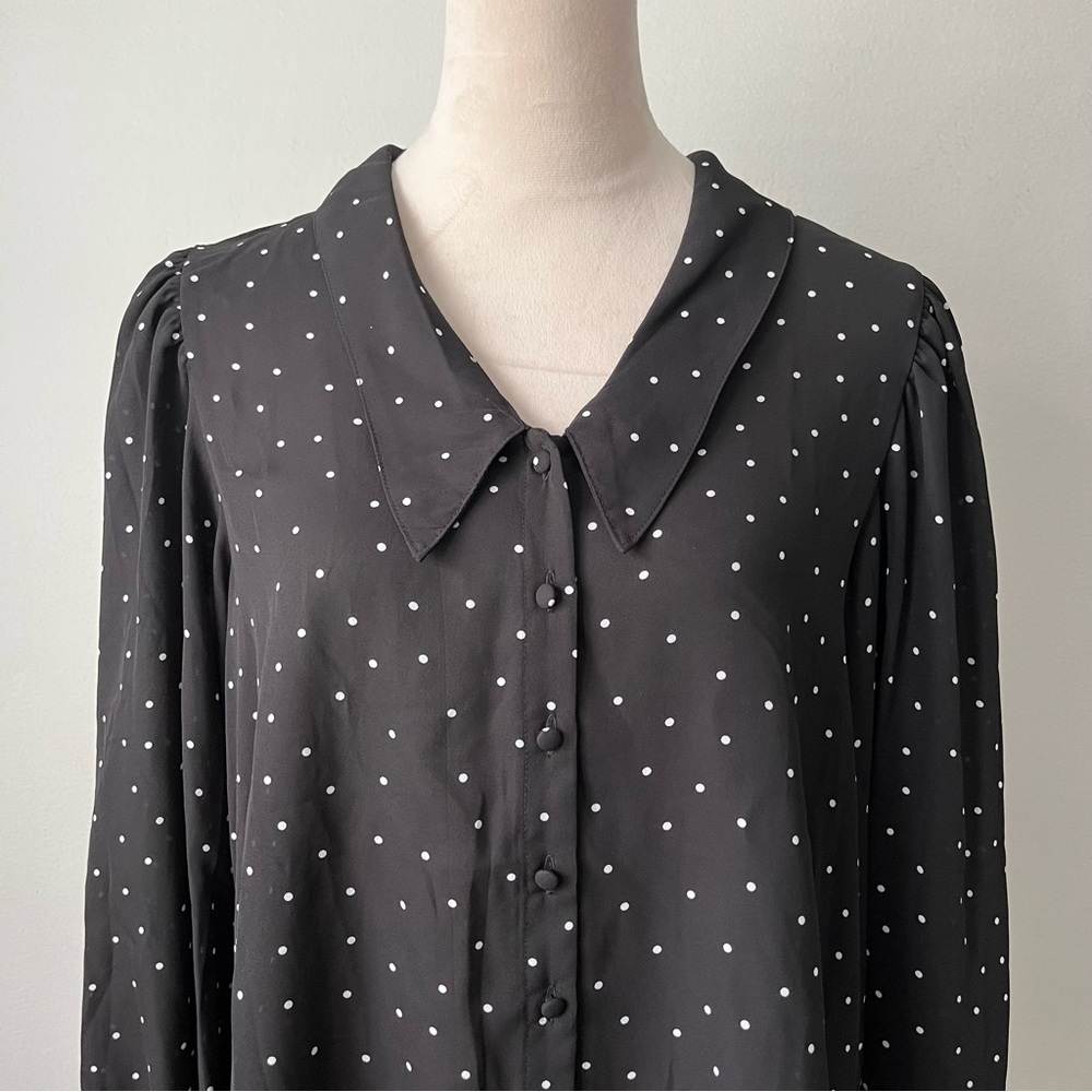 Cece Polka Dot Collared Button Down Top - image 3